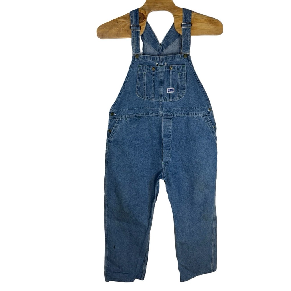 Vintage Big Smith Bib Overalls Men's 46x30 (Fits 46x27) Blue Denim Button Fly‎